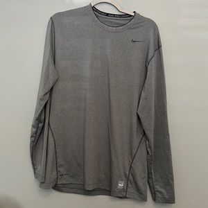 Gray fitted Nike dri-fit long sleeve shirt